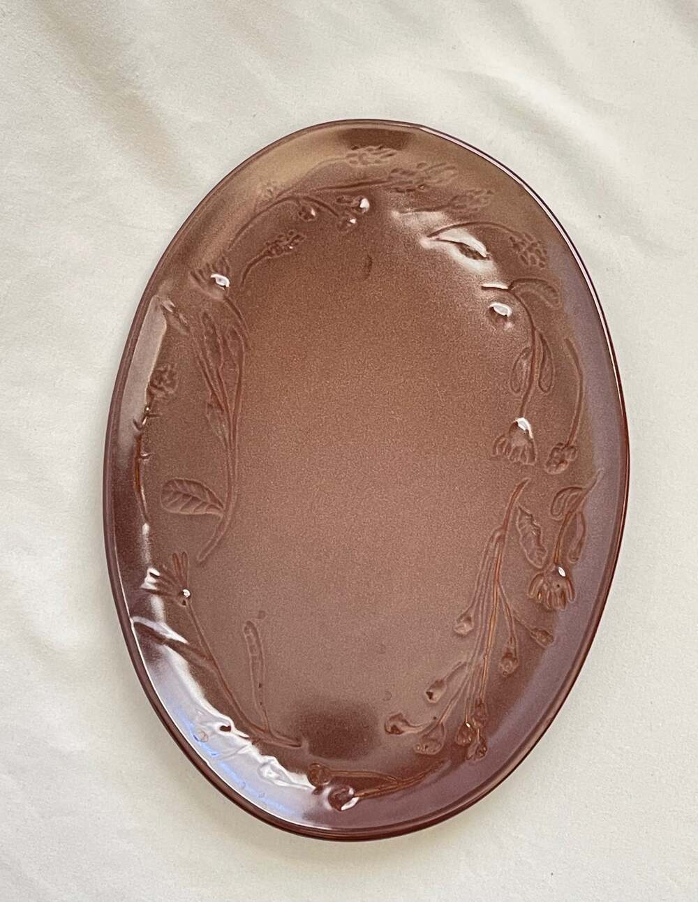 Stoneware Floral Border Oval Serving Platter - Threshold™